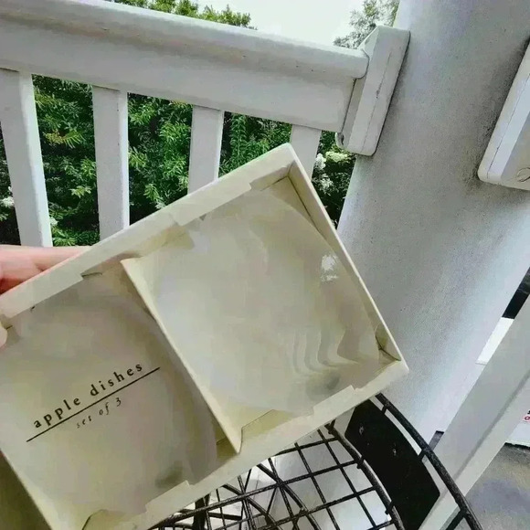 PIER 1 ONE Frosted Glass Apple Dishes New In Box Little Canape Side Plate Set 3 - Picture 8 of 9